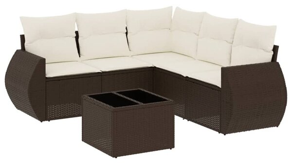 VidaXL 6 részes barna polyrattan kerti ülőgarnitúra párnával