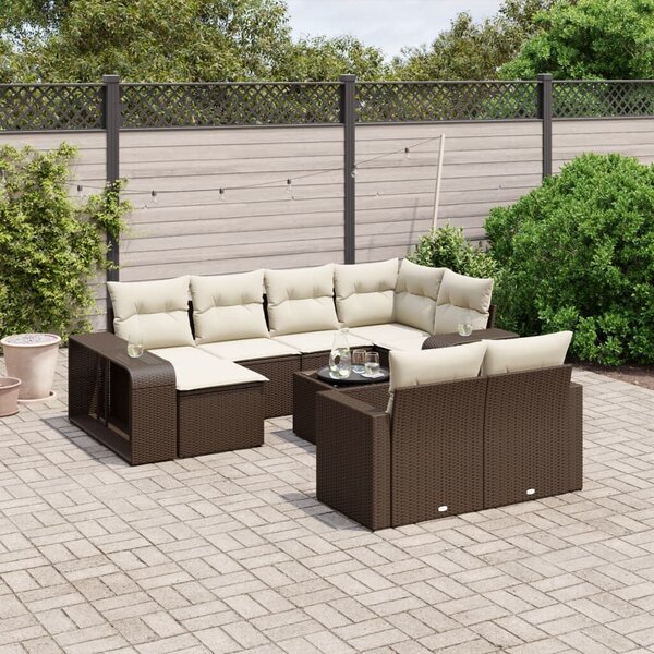 VidaXL 11 részes barna polyrattan kerti ülőgarnitúra párnákkal