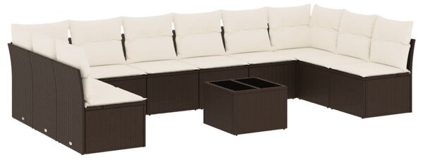 VidaXL 11 részes barna polyrattan kerti ülőgarnitúra párnákkal