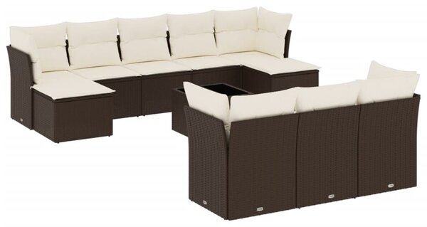 VidaXL 11 részes barna polyrattan kerti ülőgarnitúra párnákkal