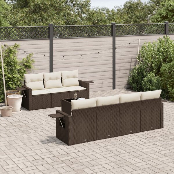 VidaXL 8 részes barna polyrattan kerti ülőgarnitúra párnákkal