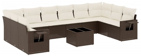 VidaXL 11 részes barna polyrattan kerti ülőgarnitúra párnákkal
