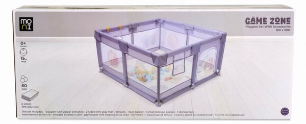 GAMEZONE járóka összecsukható szőnyeggel, 60 labdával 180x200 MENTA