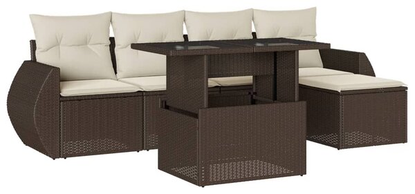 VidaXL 6 részes barna polyrattan kerti ülőgarnitúra párnával