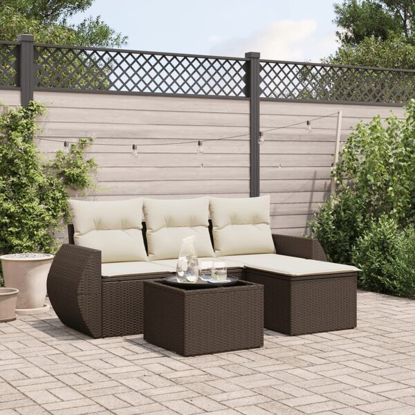 VidaXL 5 részes barna polyrattan kerti ülőgarnitúra párnával