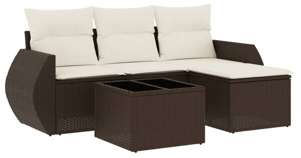 VidaXL 5 részes barna polyrattan kerti ülőgarnitúra párnával