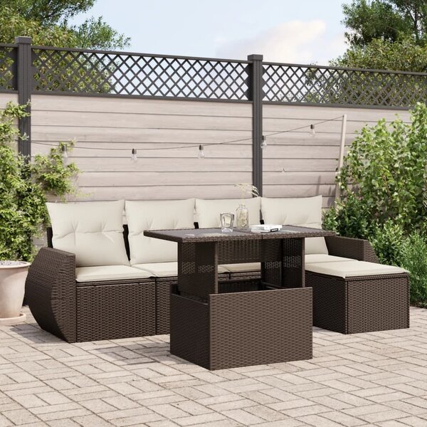 VidaXL 6 részes barna polyrattan kerti ülőgarnitúra párnával