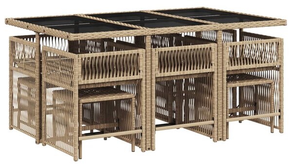 VidaXL 11 részes bézs polyrattan kerti étkezőgarnitúra párnákkal
