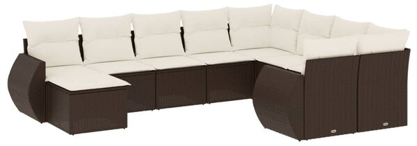 VidaXL 10 részes barna polyrattan kerti ülőgarnitúra párnákkal