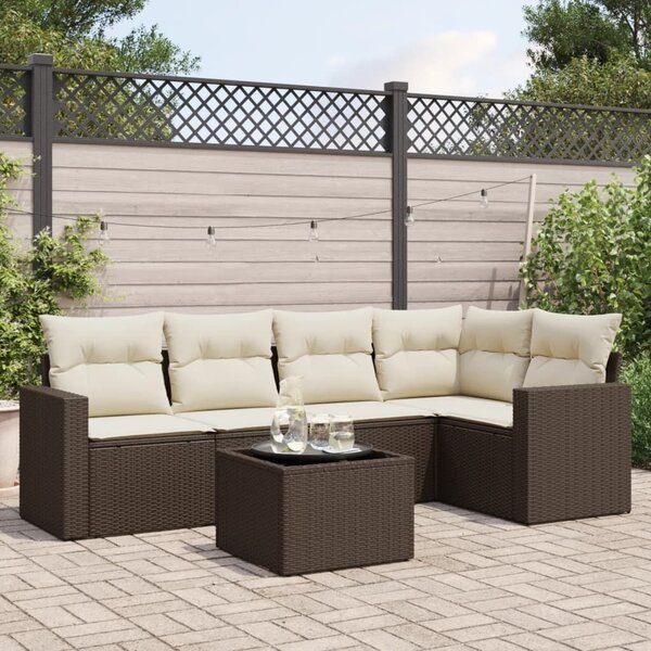 VidaXL 6 részes barna polyrattan kerti ülőgarnitúra párnával
