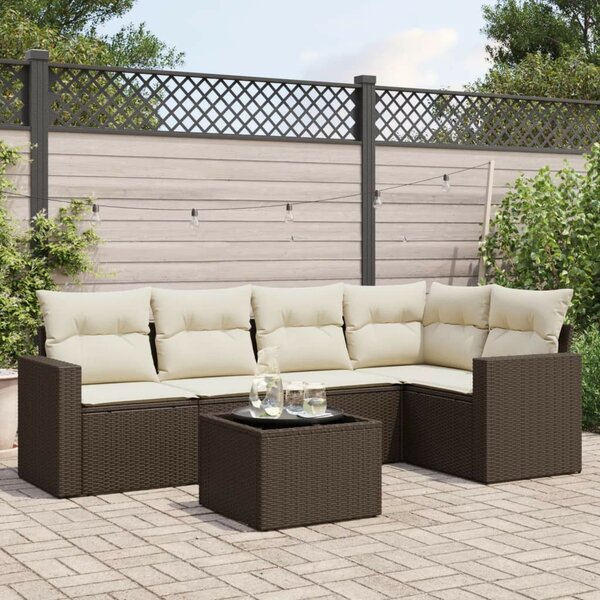 VidaXL 6 részes barna polyrattan kerti ülőgarnitúra párnával
