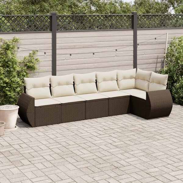 VidaXL 6 részes barna polyrattan kerti ülőgarnitúra párnával