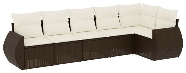 VidaXL 6 részes barna polyrattan kerti ülőgarnitúra párnával