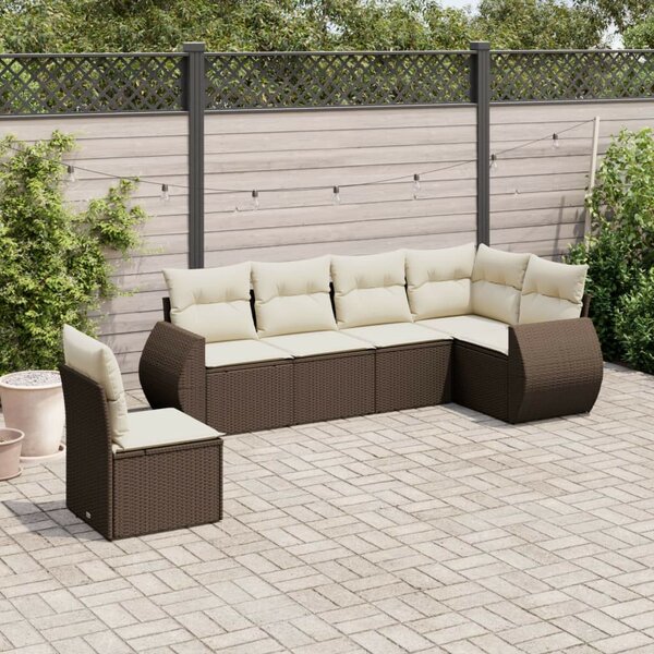 VidaXL 6 részes barna polyrattan kerti ülőgarnitúra párnával