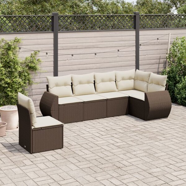 VidaXL 6 részes barna polyrattan kerti ülőgarnitúra párnával
