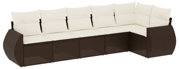 VidaXL 6 részes barna polyrattan kerti ülőgarnitúra párnával