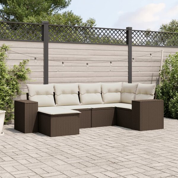 VidaXL 6 részes barna polyrattan kerti ülőgarnitúra párnával