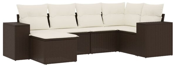 VidaXL 6 részes barna polyrattan kerti ülőgarnitúra párnával