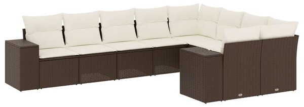 VidaXL 9 részes barna polyrattan kerti ülőgarnitúra párnákkal