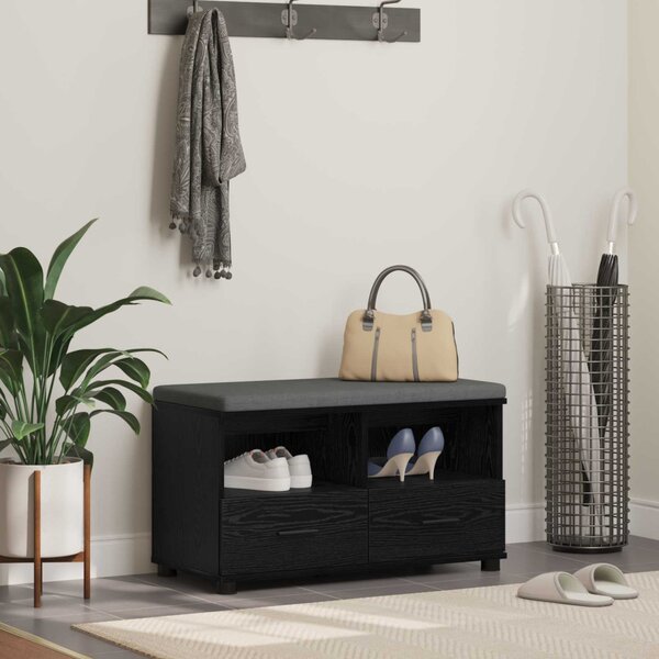 Előtér pad párnával fiókkal Fekete tölgy 80 x 38 x 46 cm
