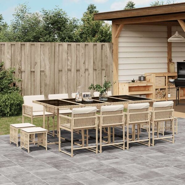 VidaXL Polyrattan Kerti Étkezőgarnitúra - 13 részes - Bézs