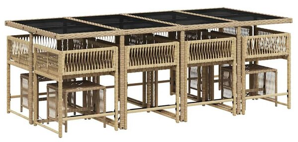 VidaXL Polyrattan Kerti Étkezőgarnitúra - 13 részes - Bézs