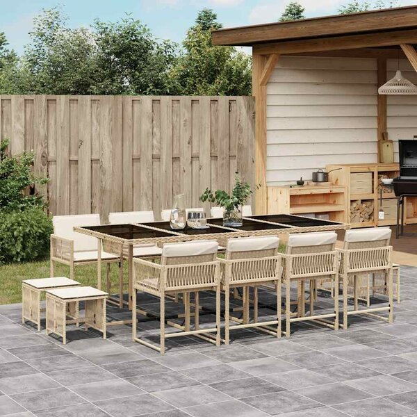 VidaXL Polyrattan Kerti Étkezőgarnitúra - 13 részes - Bézs