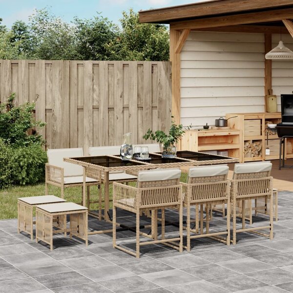 VidaXL Polyrattan Kerti Étkezőgarnitúra - 11 részes - Bézs