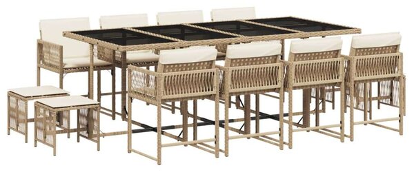 VidaXL Polyrattan Kerti Étkezőgarnitúra - 13 részes - Bézs