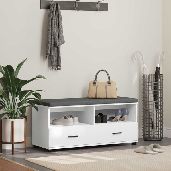Előtér pad Fehér 100 x 38 x 46 cm Fűrészpor és Kárpit Anyag