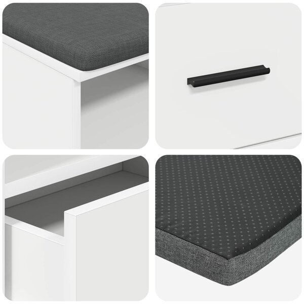 Előtér pad Fehér 100 x 38 x 46 cm Fűrészpor és Kárpit Anyag