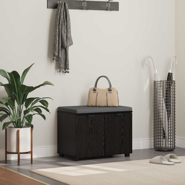 Előtér pad Fekete Tölgy 60 x 38 x 46 cm Műanyag Fa és Szövet
