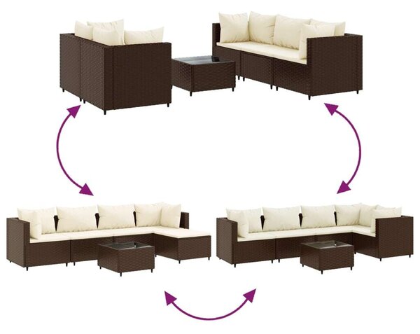 VidaXL Polyrattan Kerti Ülőgarnitúra - 6 részes - Barna