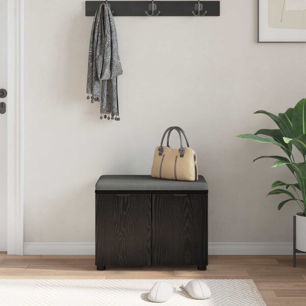 Előtér pad Fekete Tölgy 60 x 38 x 46 cm Műanyag Fa és Szövet