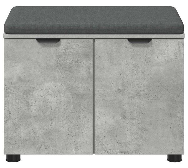 Előtér pad Beton Szürke 60 x 38 x 46 cm Műanyag Fa és Szövet