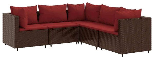VidaXL Polyrattan Kerti Ülőgarnitúra - 5 részes - Barna
