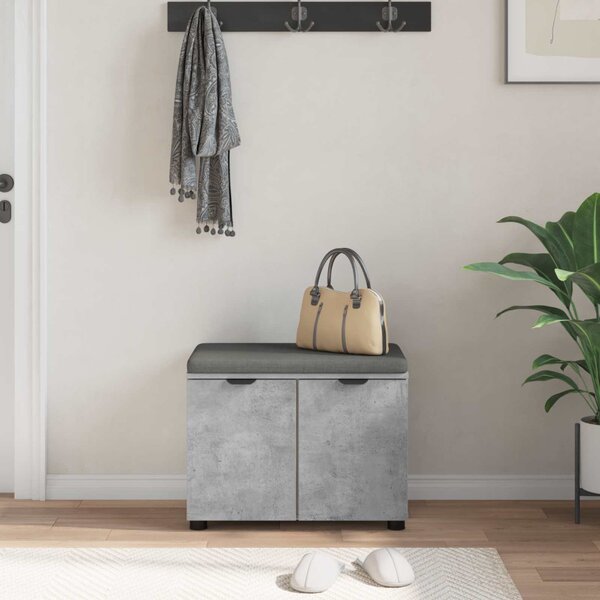 Előtér pad Beton Szürke 60 x 38 x 46 cm Műanyag Fa és Szövet