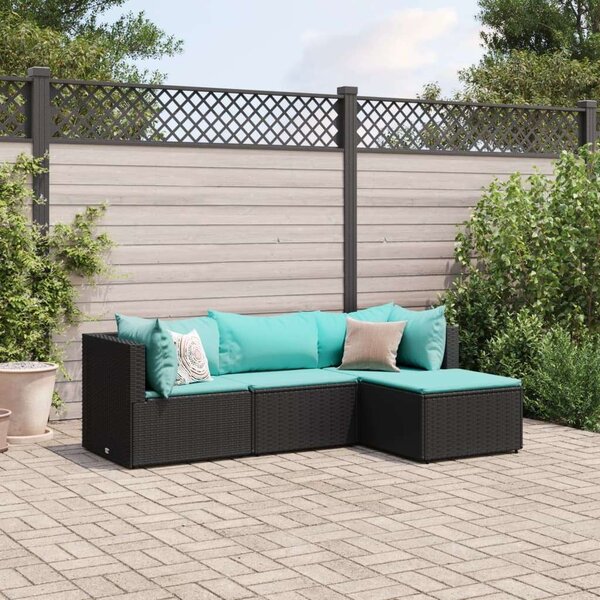 VidaXL Polyrattan Kerti Ülőgarnitúra - 4 részes, Fekete