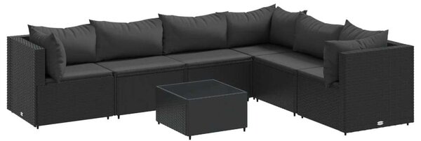 VidaXL Polyrattan Kerti Ülőgarnitúra - 7 részes - Fekete