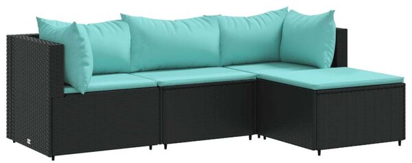VidaXL Polyrattan Kerti Ülőgarnitúra - 4 részes, Fekete