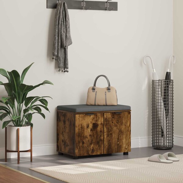 Előtér pad Füstölt Tölgy 60 x 38 x 46 cm Műanyag Fa és Szövet