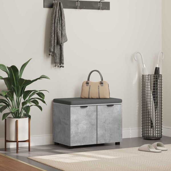 Előtér pad Beton Szürke 60 x 38 x 46 cm Műanyag Fa és Szövet