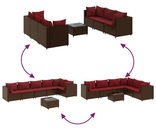 VidaXL Polyrattan Kerti Ülőgarnitúra - 7 részes - Barna