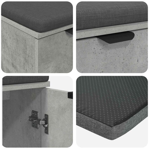 Előtér pad Beton Szürke 60 x 38 x 46 cm Műanyag Fa és Szövet