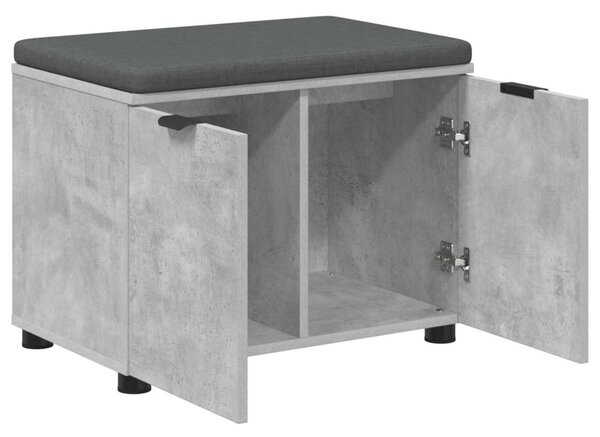 Előtér pad Beton Szürke 60 x 38 x 46 cm Műanyag Fa és Szövet