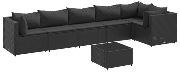 VidaXL Polyrattan Kerti Ülőgarnitúra - 7 részes - Fekete