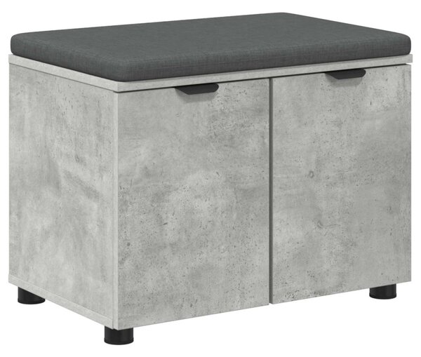 Előtér pad Beton Szürke 60 x 38 x 46 cm Műanyag Fa és Szövet