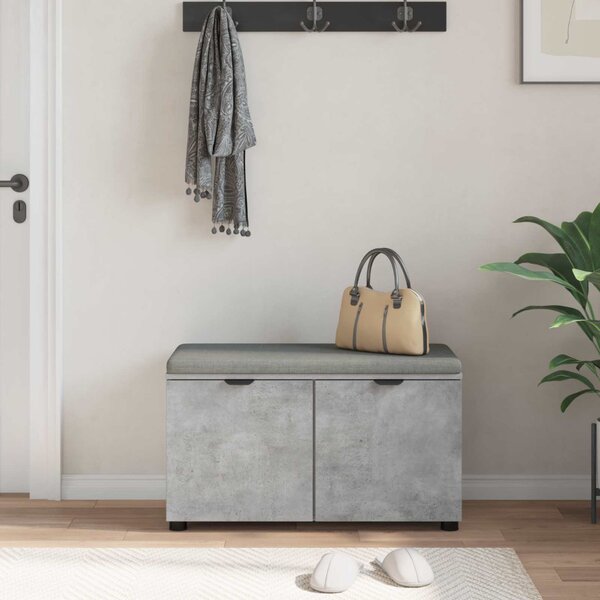 Előtér pad Beton Szürke 80 x 38 x 46 cm Műanyag Fa és Szövet