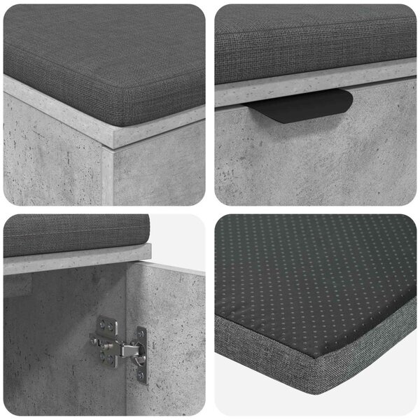 Előtér pad Beton Szürke 100 x 38 x 46 cm Műanyag Fa és Szövet