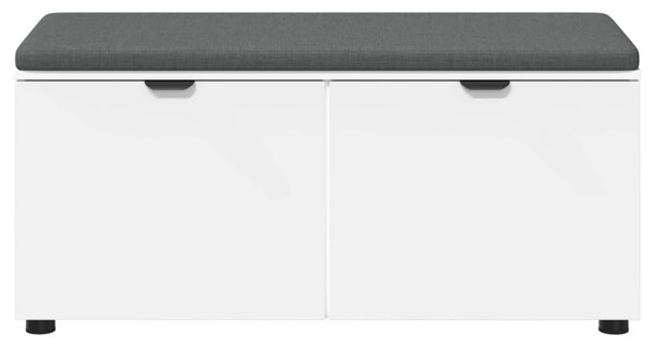 Előtér pad párnával Fehér 100 x 38 x 46 cm Műanyag Fa és Szövet